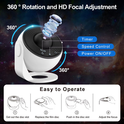 13 in 1 Galaxy Ultral Star Projector HD Image Area LED Night Light, 13 Film Discs,360° Rotate 1/2H Timer for Kids&Adults Bedroom